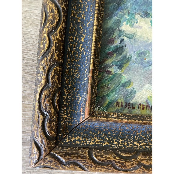 Vintage Mountains Wooded Landscape Oil Painting Framed 12"x16" Signed - Picture 6 of 12